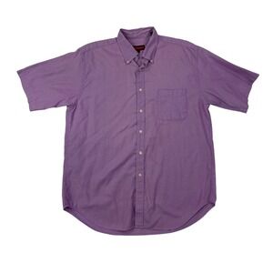 Austin Reed London Mens XL Purple Cotton Short Sleeve Button Down Shirt Pocket